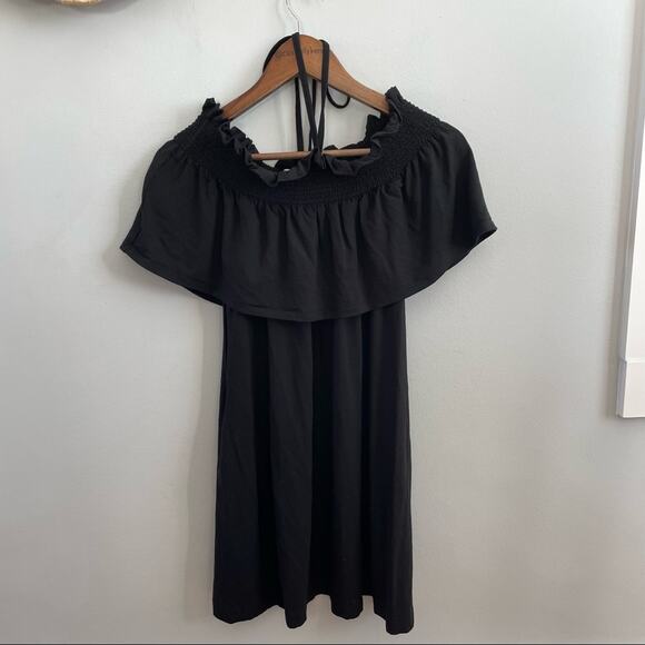 Rebecca Minkoff | Black Ghiradelle Off Shoulder Dress Summer Swim Ruffle Medium - Picture 2 of 10